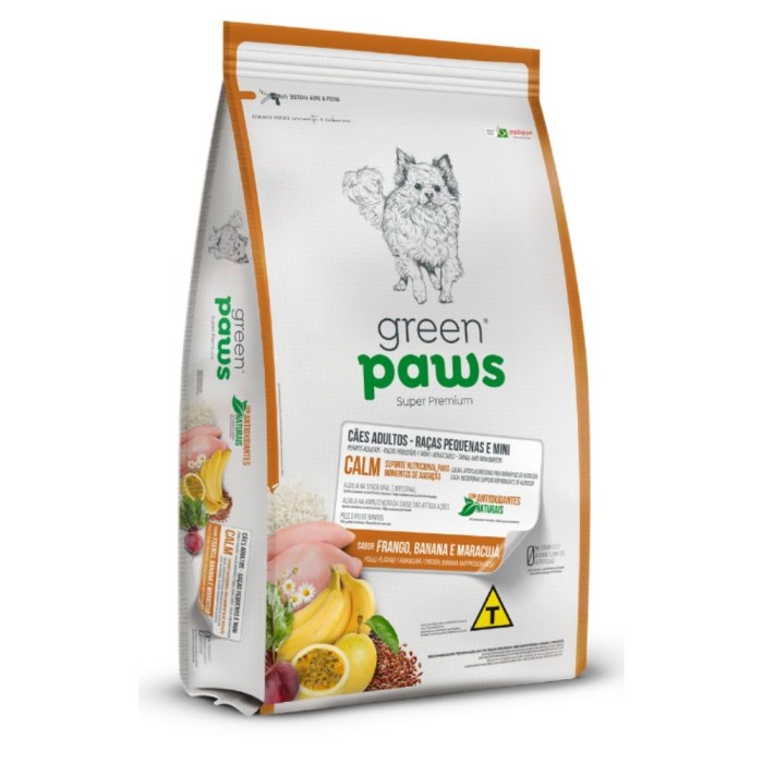 Green Paws Calm - Cães Adultos, Raças Pequenas e Minis - Frango, Banana e Maracujá