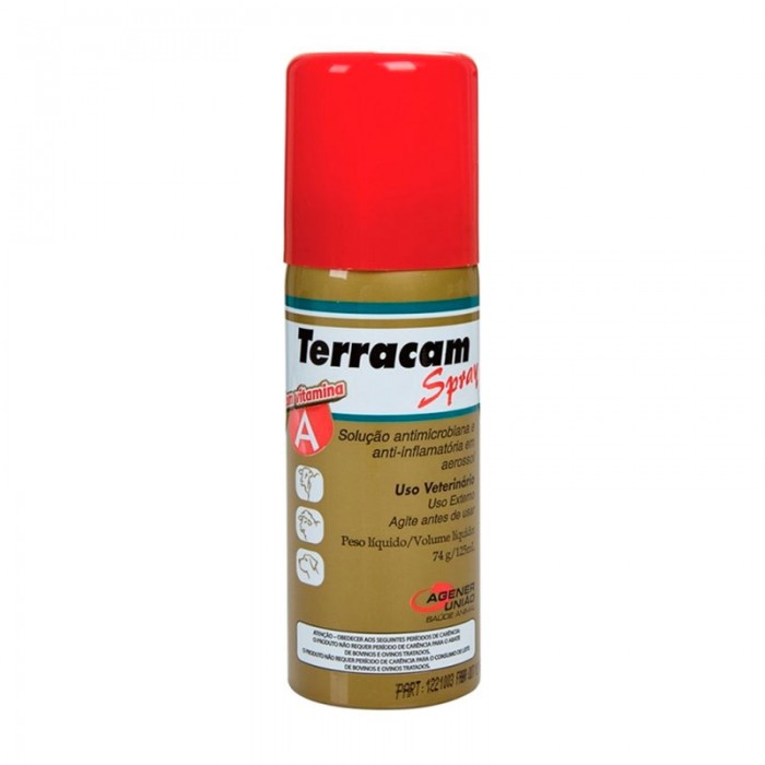Terracam Spray Antimicrobiano e Anti-inflamatório para Cães, Bovinos e Ovinos
