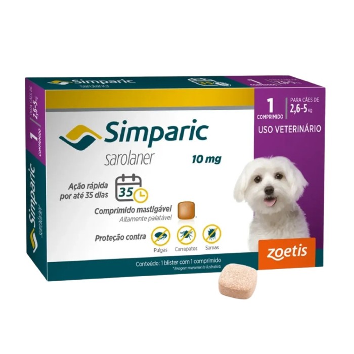 Simparic - Comprimido Antipulgas, Carrapatos e Sarnas para Cães