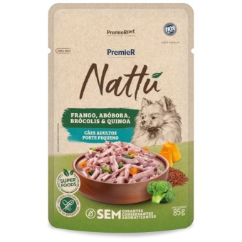 Sachê Premier Nattu - Cães Adultos Porte Pequeno - Frango, Abóbora, Brócolis e Quinoa 