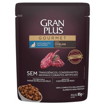 Sachê Gran Plus Gourmet - Gatos Adultos Castrados - Ovelha