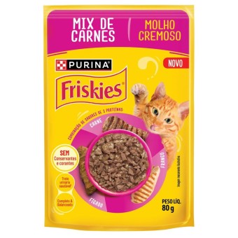 Sachê Friskies Molho Cremoso - Gatos Adultos - Mix de Carnes