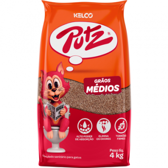 Areia sanitária Putz Grãos Médios 4 Kg