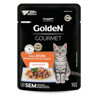 Sachê Golden Gourmet - Gatos Adultos - Atum, Abóbora e Arroz Integral 