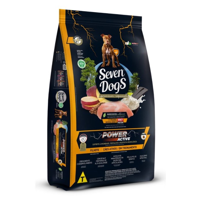 Seven Dogs Power Active - Filhotes - Frango, Batata Doce e Whey Protein