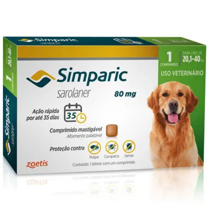 Simparic Comprimido Antipulgas, Carrapatos e Sarnas para Cães