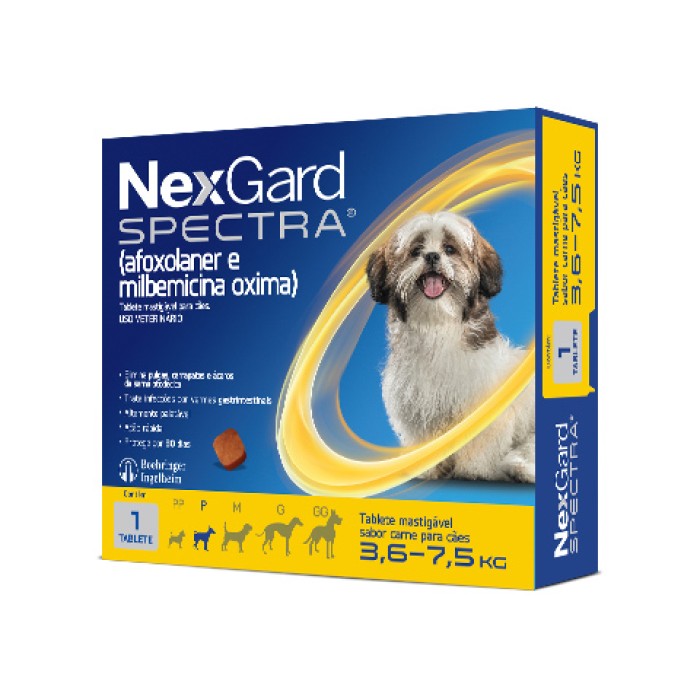 NexGard Spectra - Tablete Antipulgas, Carrapatos, Sarnas e Vermífugo para Cães