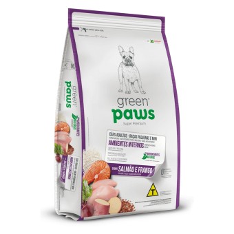 Green Paws Ambiente Internos - Cães adultos, Raças Pequenas e Minis - Salmão e Frango