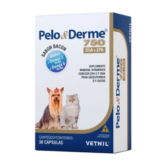 Pelo & Derme - Suplemento Vitamínico para Cães e Gatos - 750 DHA + EPA