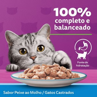 Sachê Whiskas - Gatos Castrados - Peixe ao molho
