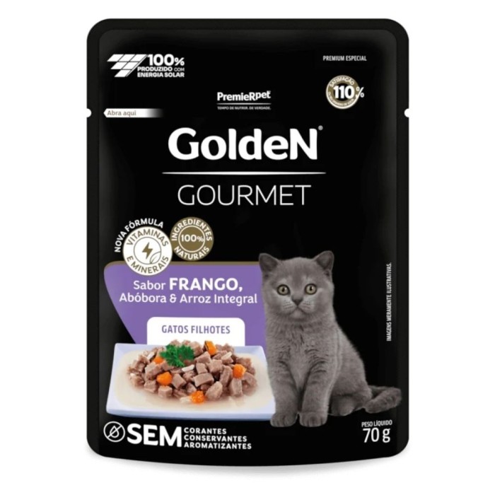 Sachê Golden Gourmet - Gatos Filhotes - Frango, Abóbora e Arroz Integral