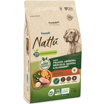 Premier Nattu  - Cães Adultos - Frango, Abóbora, Brócolis, Quinoa & Blueberry