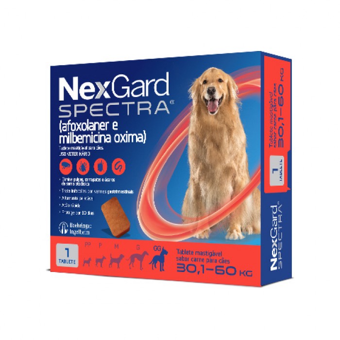 NexGard Spectra Comprimido Antipulgas, Carrapatos, Sarnas e Vermífugo para Cães