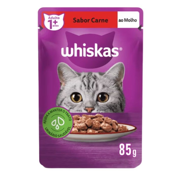 Sachê Whiskas - Gatos Adultos - Carne ao molho