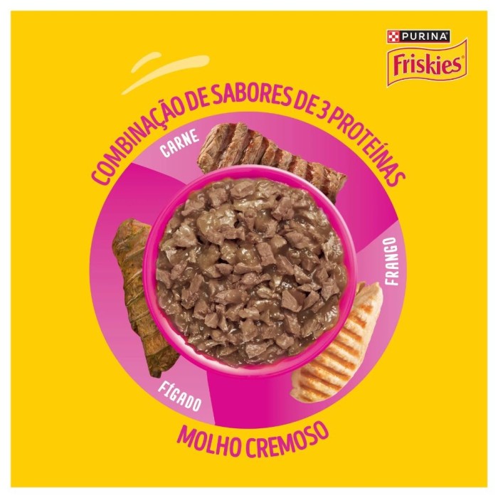 Sachê Friskies Molho Cremoso - Gatos Adultos - Mix de Carnes