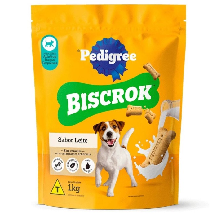 Snack Biscrok Pedigree - Cães Adultos Raças Pequenas - Sabor Leite