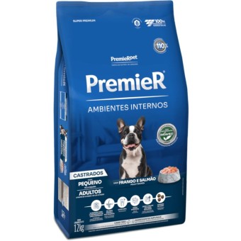 Premier Ambientes Internos - Cães Adultos Porte Pequeno Castrados - Frango e Salmão