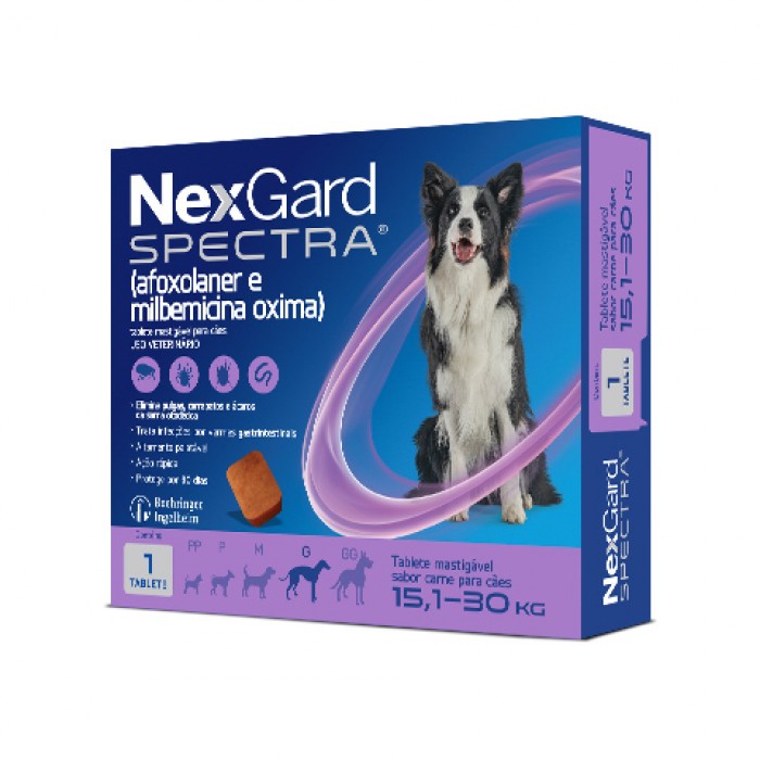 NexGard Spectra Comprimido Antipulgas, Carrapatos, Sarnas e Vermífugo para Cães