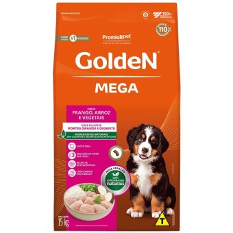 Golden Mega - Cães Filhotes Porte Grande e Gigante - Frango, Arroz e Vegetais