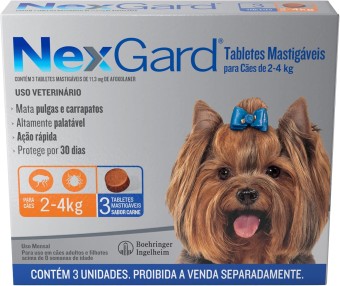  NexGard - 3 Tabletes Mastigáveis Antipulgas e Carrapatos para Cães
