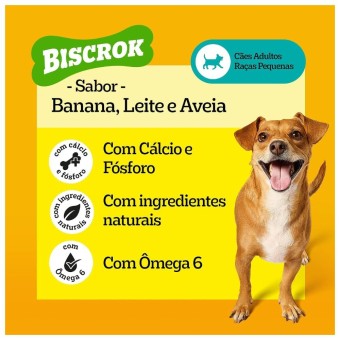 Snack Biscrok Pedigree - Cães Adultos Raças Pequenas - Banana, Leite e Aveia