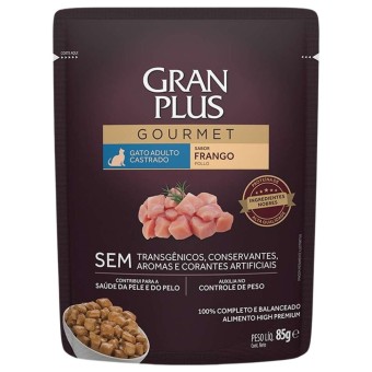 Sachê Gran Plus Gourmet - Gatos Adultos Castrados - Frango