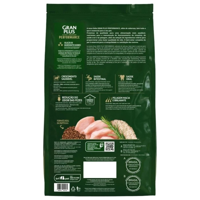 Gran Plus Performance - Cães Filhotes Raças Minis e Pequenas - Frango e Arroz