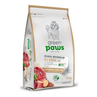 Green Paws Pele Sensível - Cães Adultos, Raças Pequenas e Minis - Cordeiro e Batata-Doce