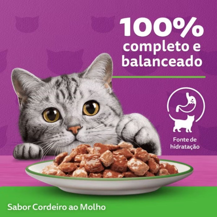 Sachê Whiskas - Gatos Adultos - Cordeiro ao molho Sachê Whiskas - Gatos Adultos - Cordeiro ao molho