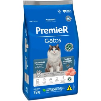 Premier Ambientes Internos - Gatos Castrados, 6 meses a 6 anos - Frango 